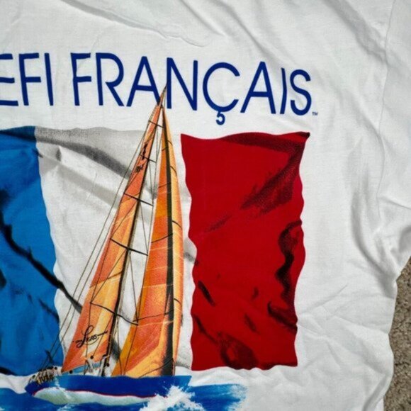 Vintage Le Defi Francais Shirt Mens Large XL White Americas Cup 1992 T Shirt - Picture 2 of 9